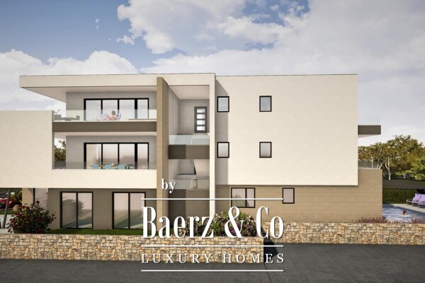 photo 1 Krk, luxury apartment in a new building, center of Njivice, first row to the sea NKP 140 m2